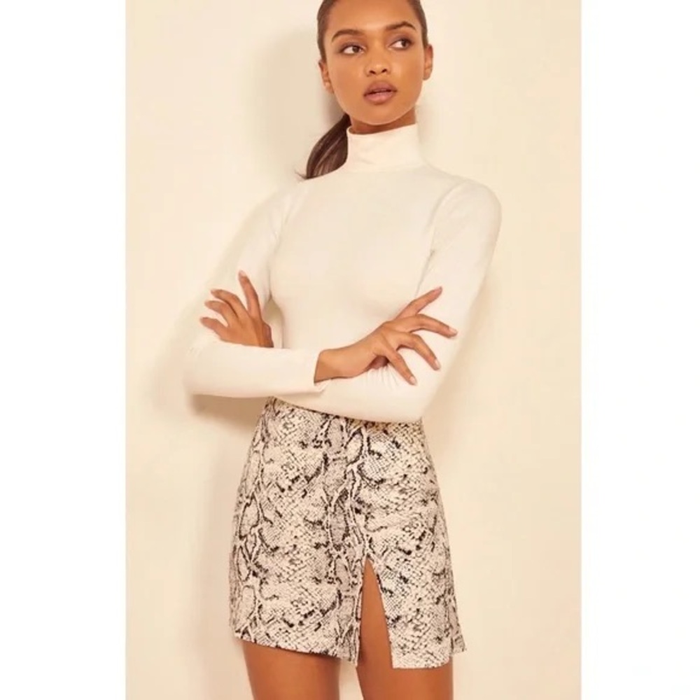 Reformation Margot Snake Print Mini Skirt